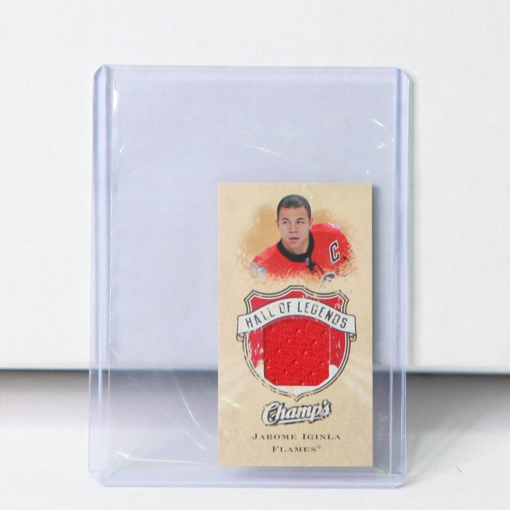 Jarome Iginla Mini Champ's Hall of Legends Game Worn Jersey Card Calgary Flames